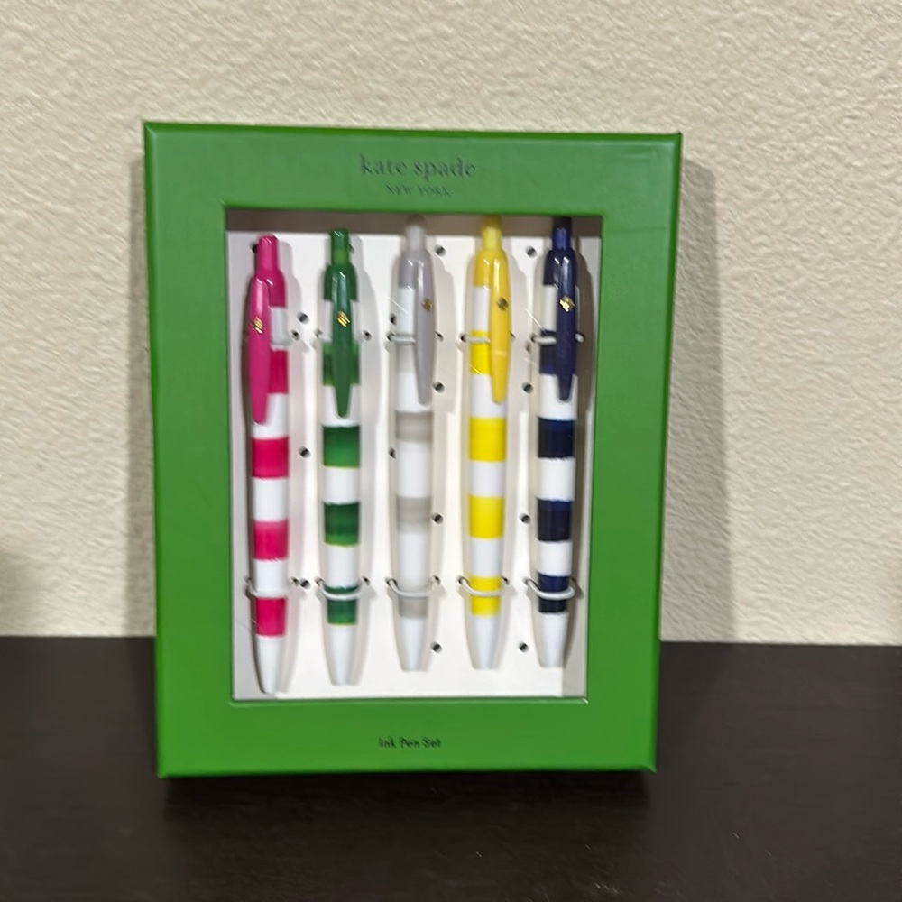 NWT Kate Spade Rugby Stripe pen set